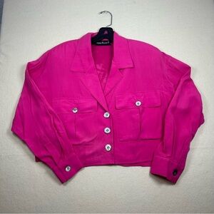 Vintage Anne Klein Women's Pink Cropped Jacket